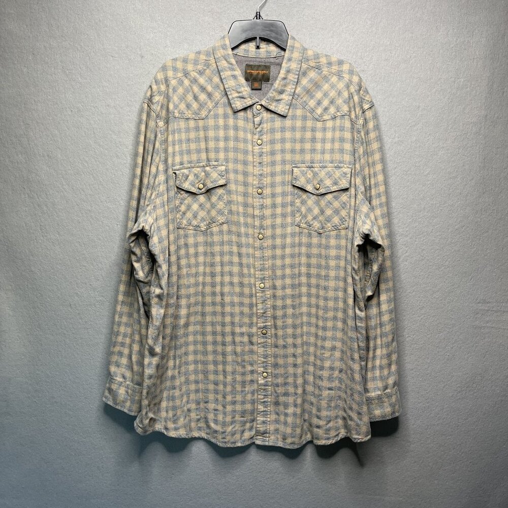Northwest Territory Mens 3XL Checkered Vintage Pearl Snap Western Flannel Casual